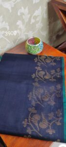 Royal Nightfall – Dark Blue & Light Blue Kanjivaram Saree