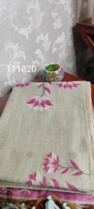 Floral Whisper – Off-White Saree with Pink & White Flowers