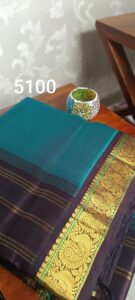 Ocean Majesty – Blue & Gold Kanjivaram Saree