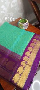 Teal Twilight – Teal & Purple Kanjivaram Saree