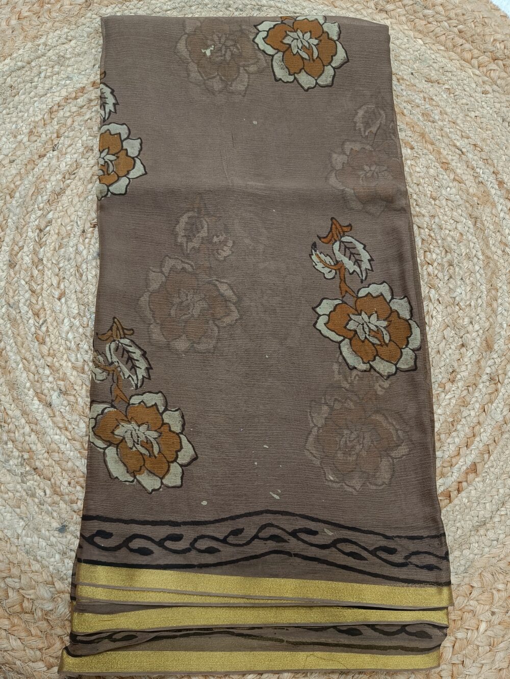 Pure Handblock Chiffon Saree