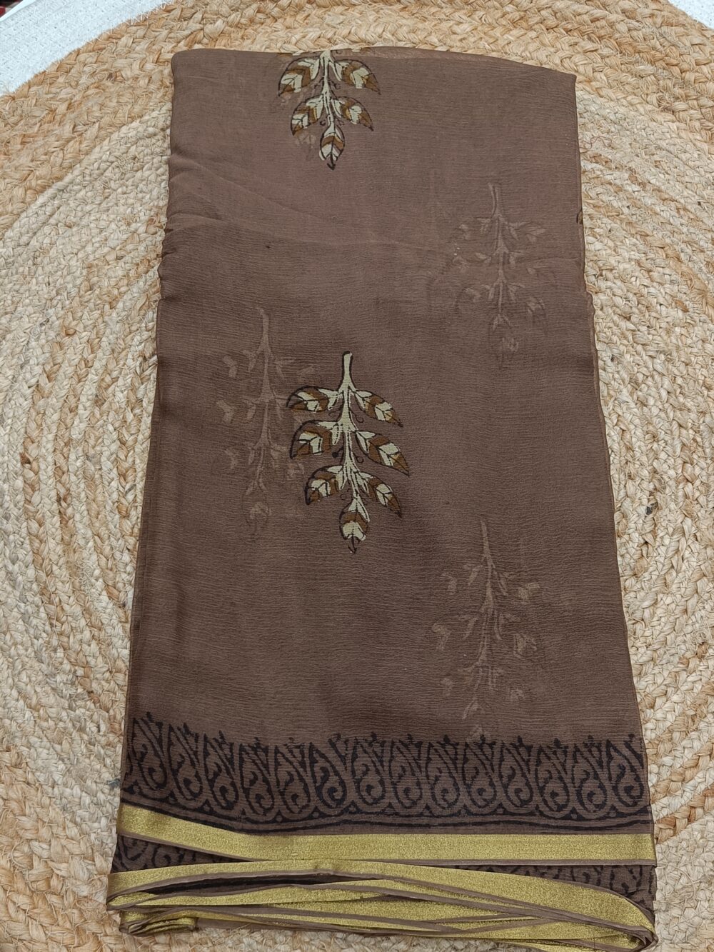 Pure Handblock Chiffon Saree