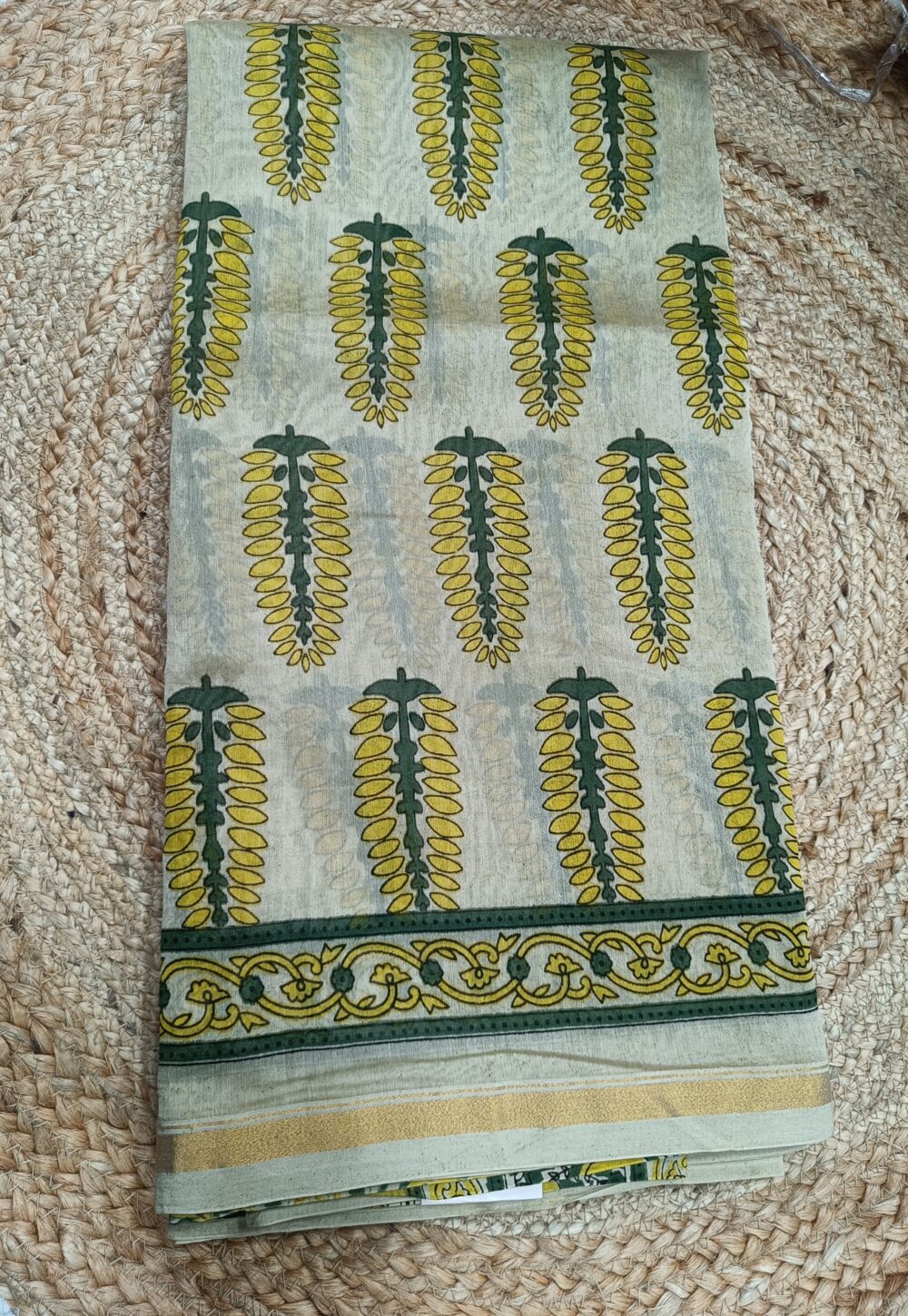 Pure Chanderi Silk Cotton Saree with Hand Block Print