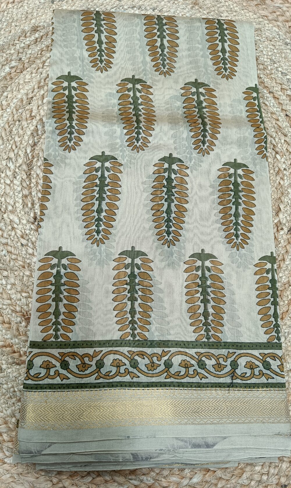 Pure Maheshwari Cotton Saree with Hand Block Print