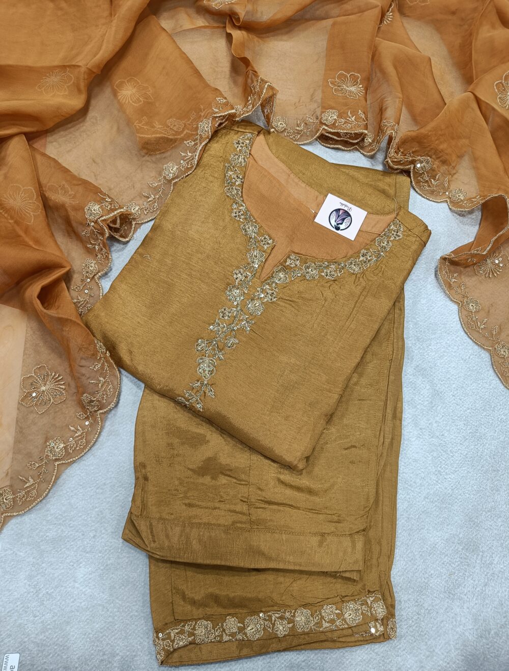 Pure Mul Chanderi Silk 3piece Set