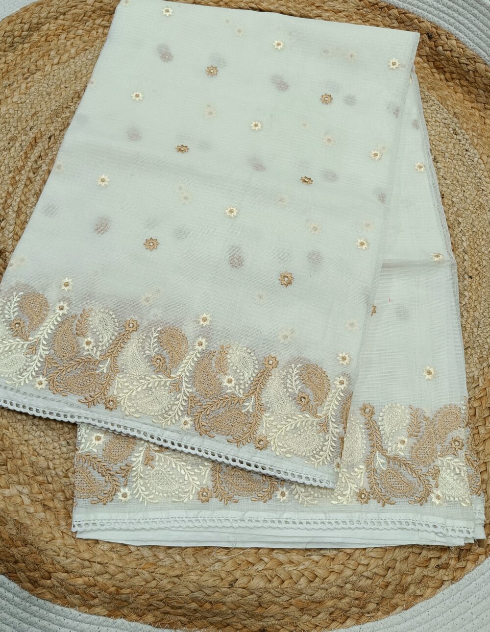 Pure Kota Cotton Saree with Machine Embroidery