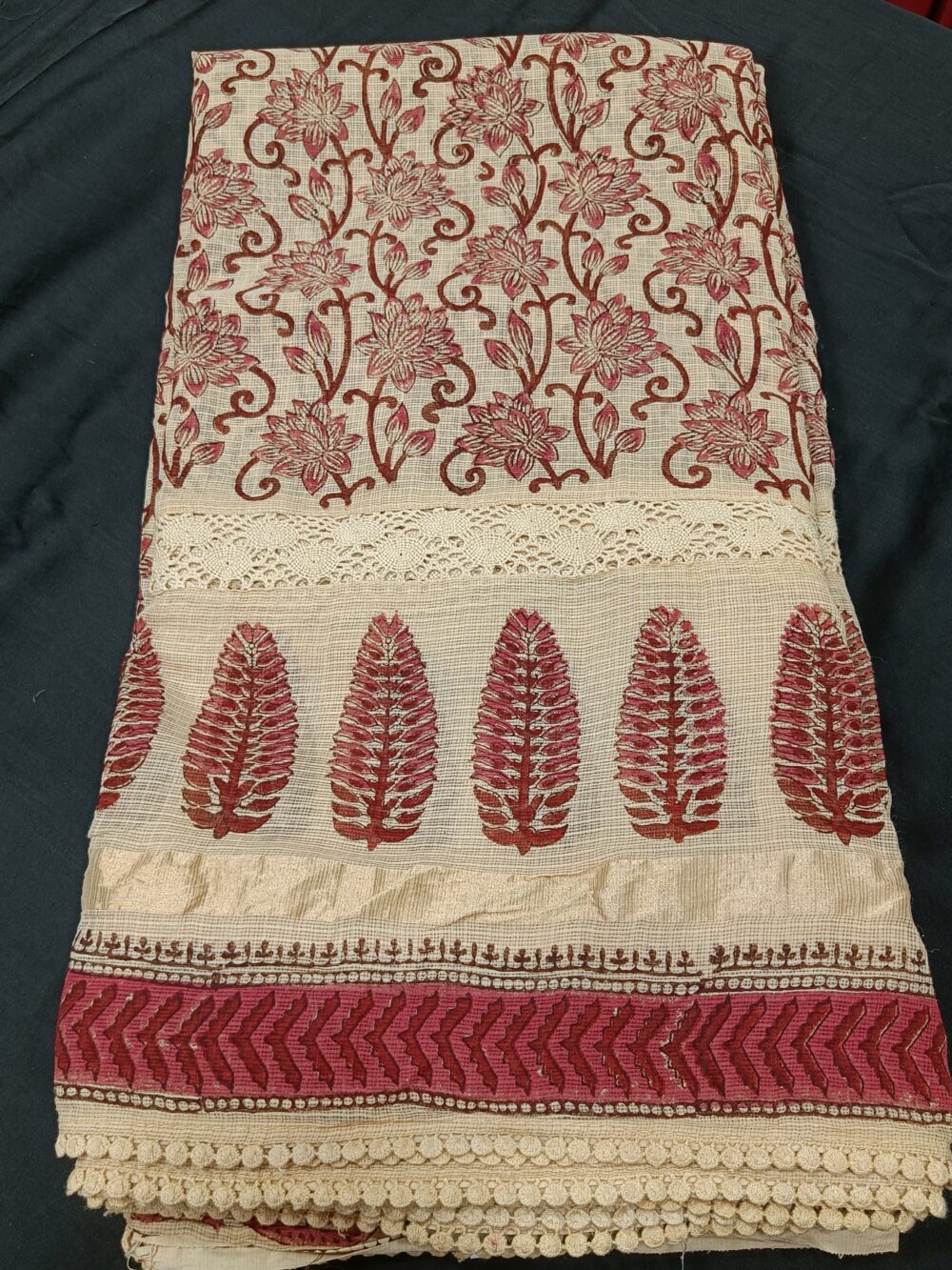 Pure Kota Saree with Kalamkari Block Prints and Crochet work