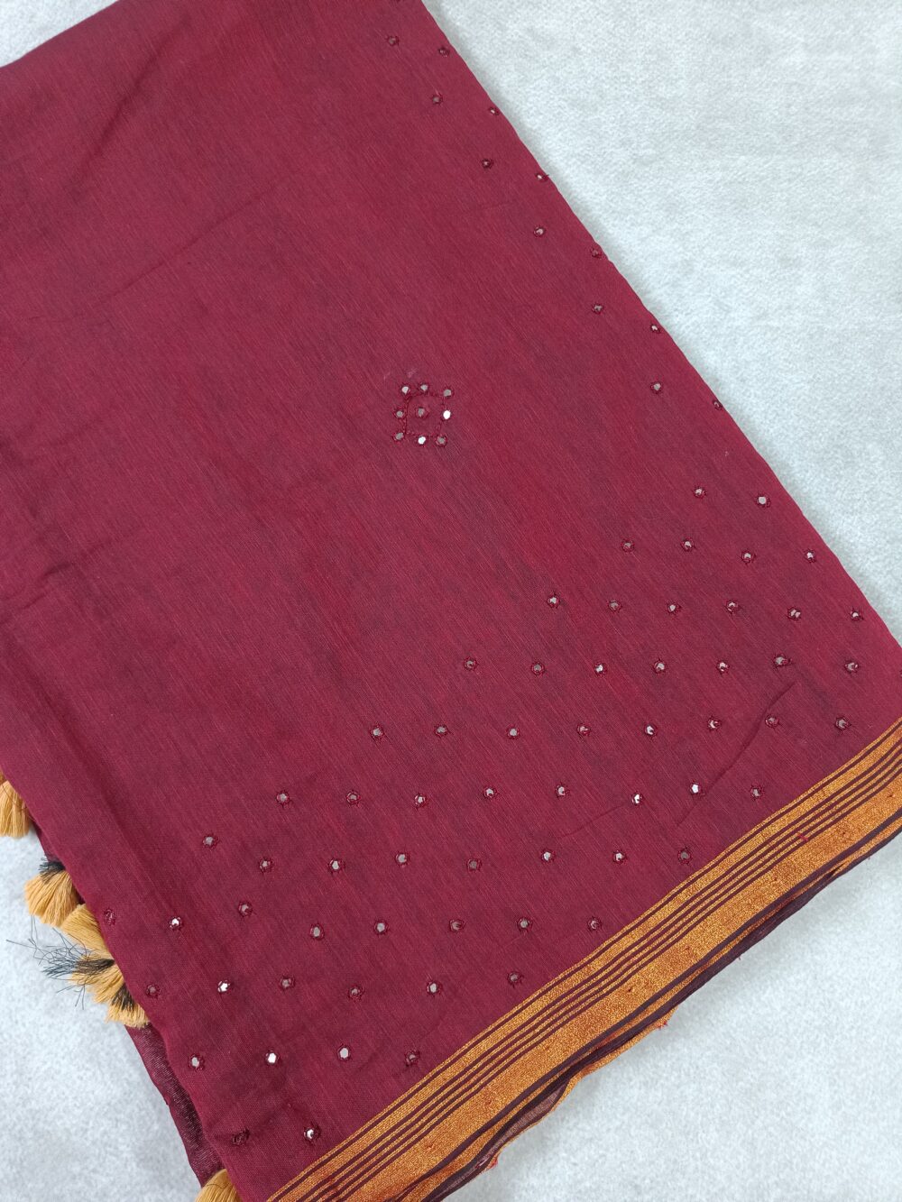 Bengal Cotton Saree with Mirror Work