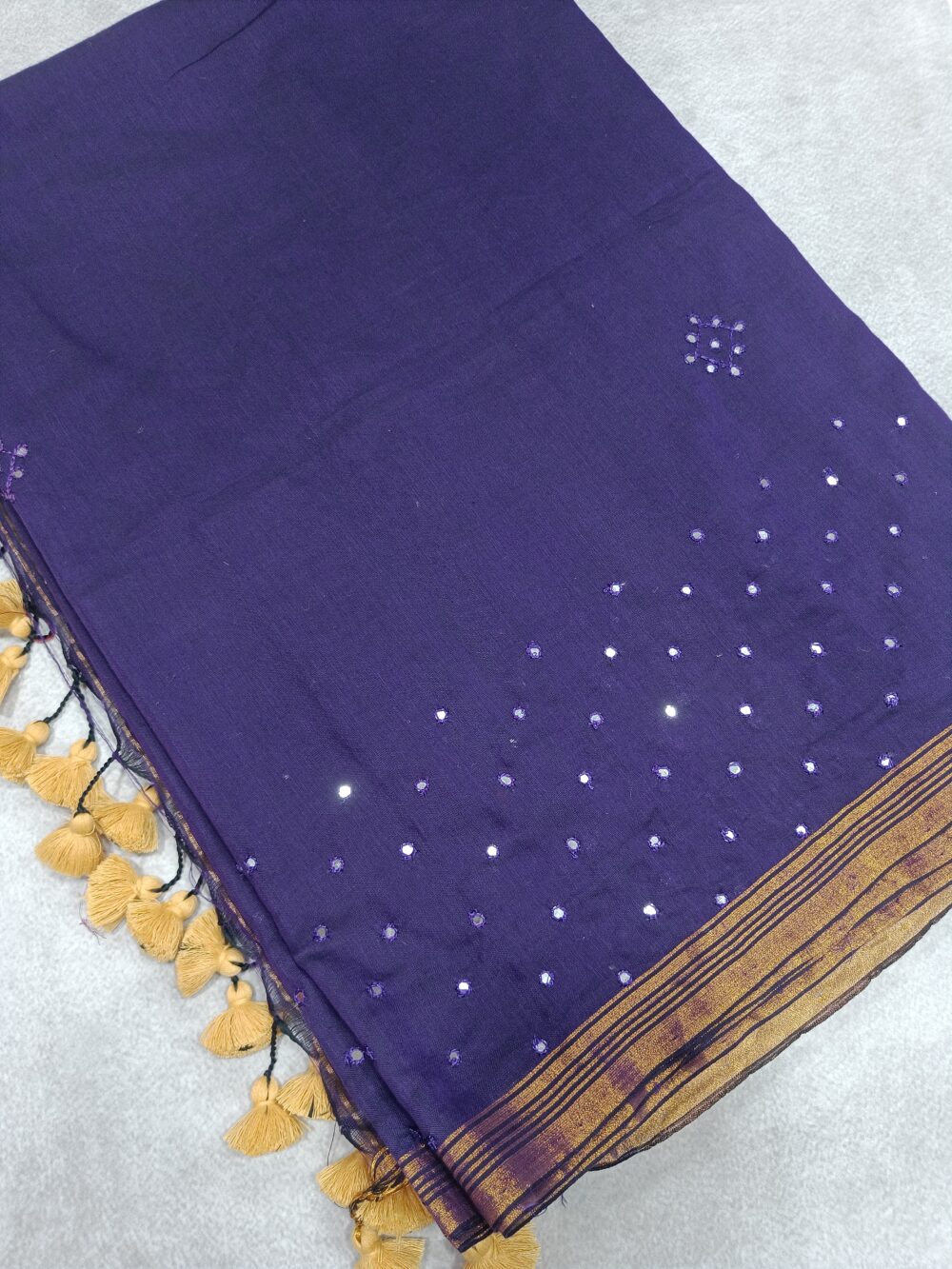 Bengal Cotton Saree with Mirror Work-AB0038