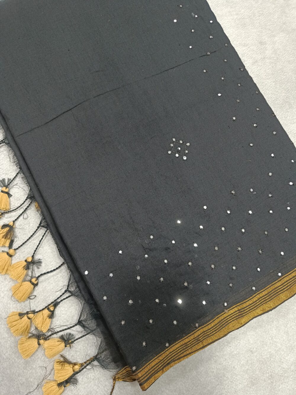 Bengal Cotton Saree with Mirror Work