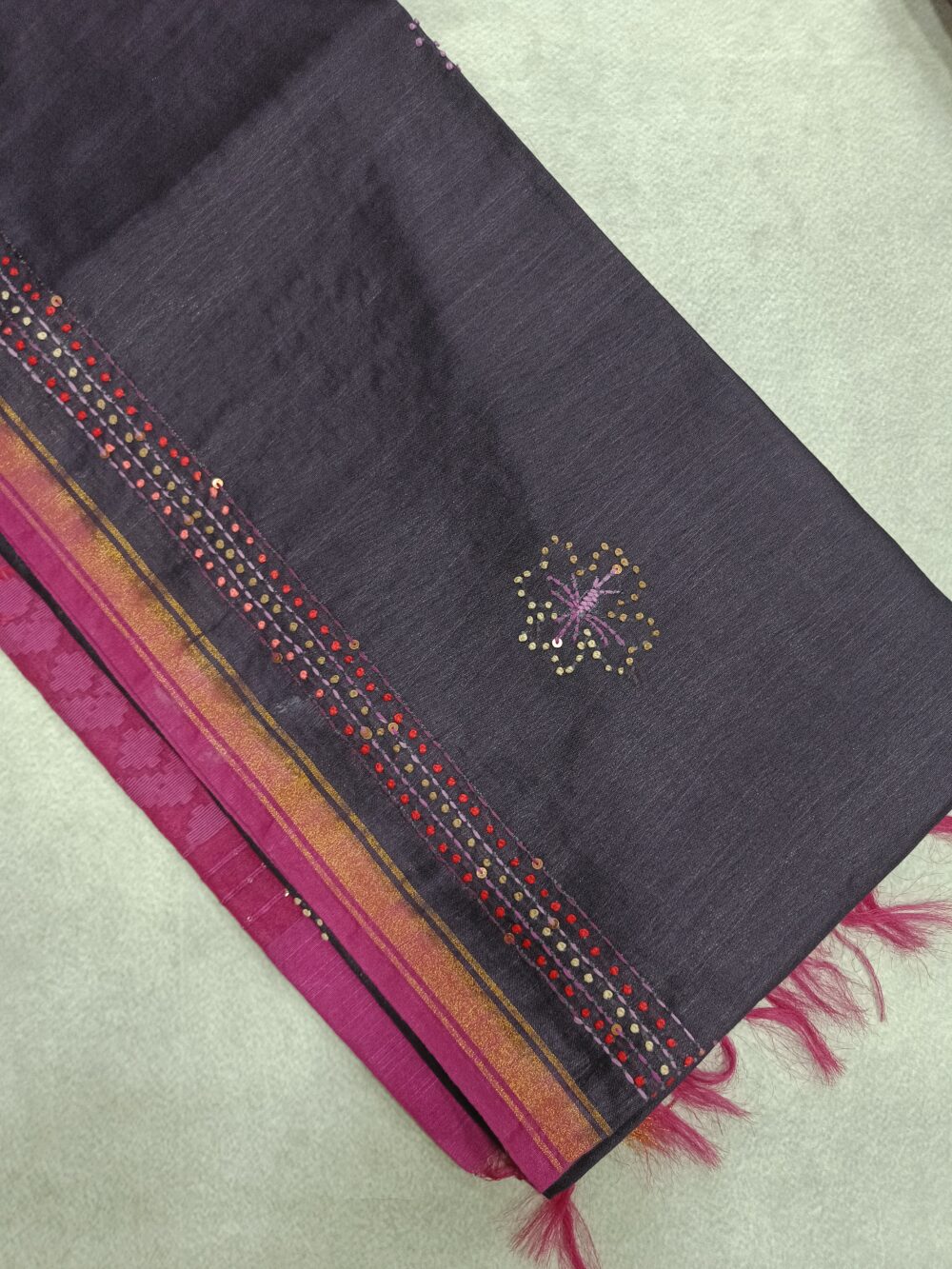 Cotton Saree with French Knort Handwork