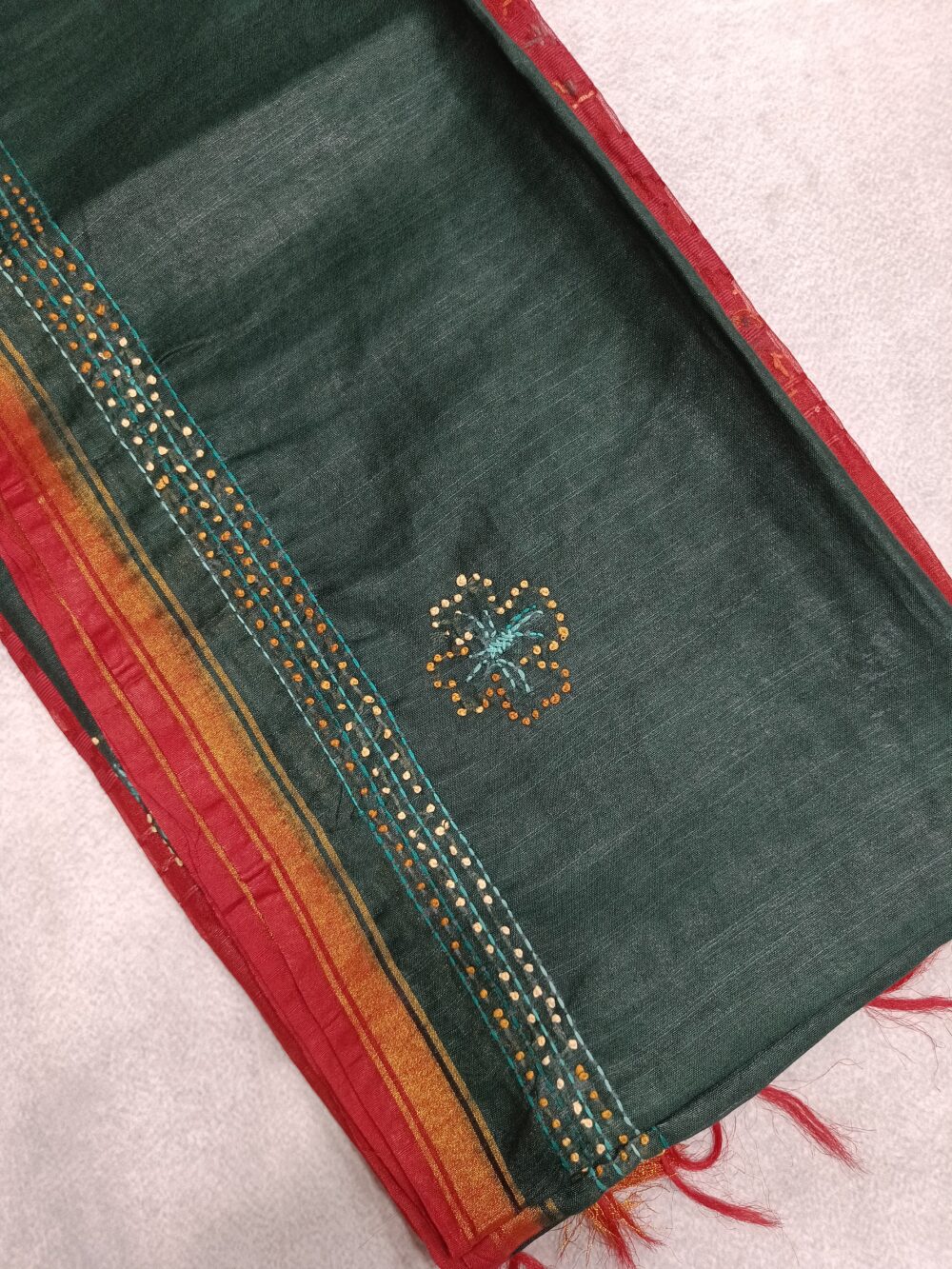 Cotton Saree with French Knort Handwork