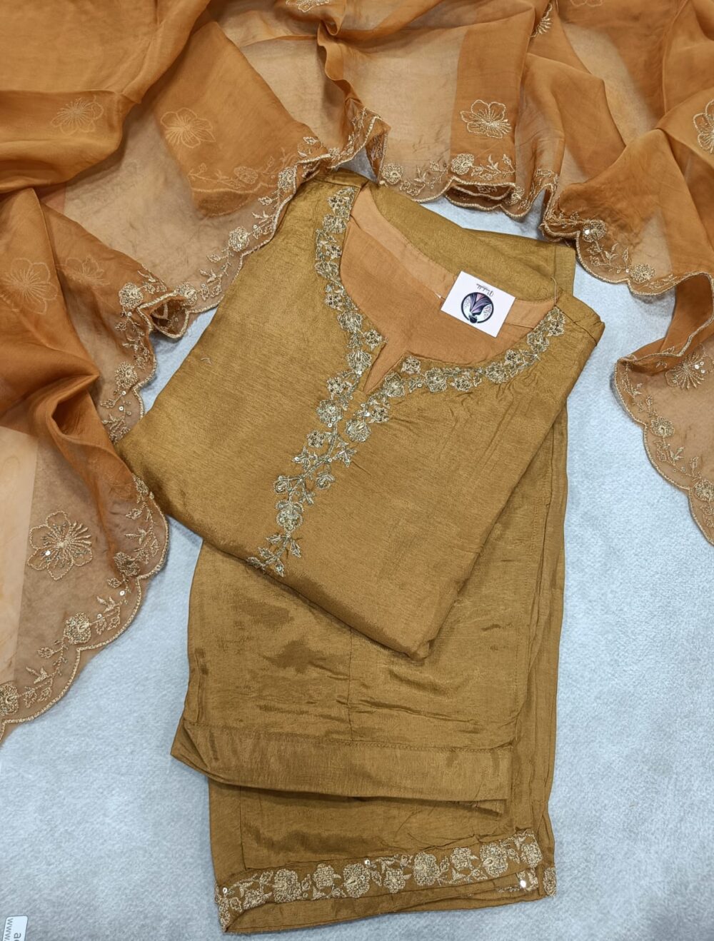 Mul Chanderi Silk Suit